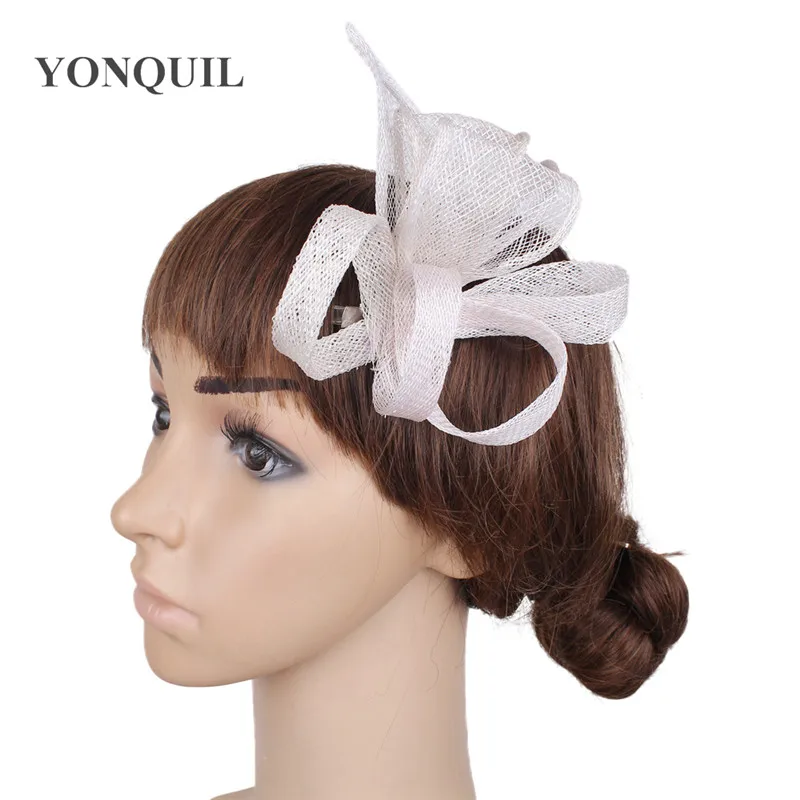 Ladies Elegant Feather Sinamay Brooches Women Hair Accessories Fancy Fascinators For Wedding Party Bridal Hats And Races MYQ014 |