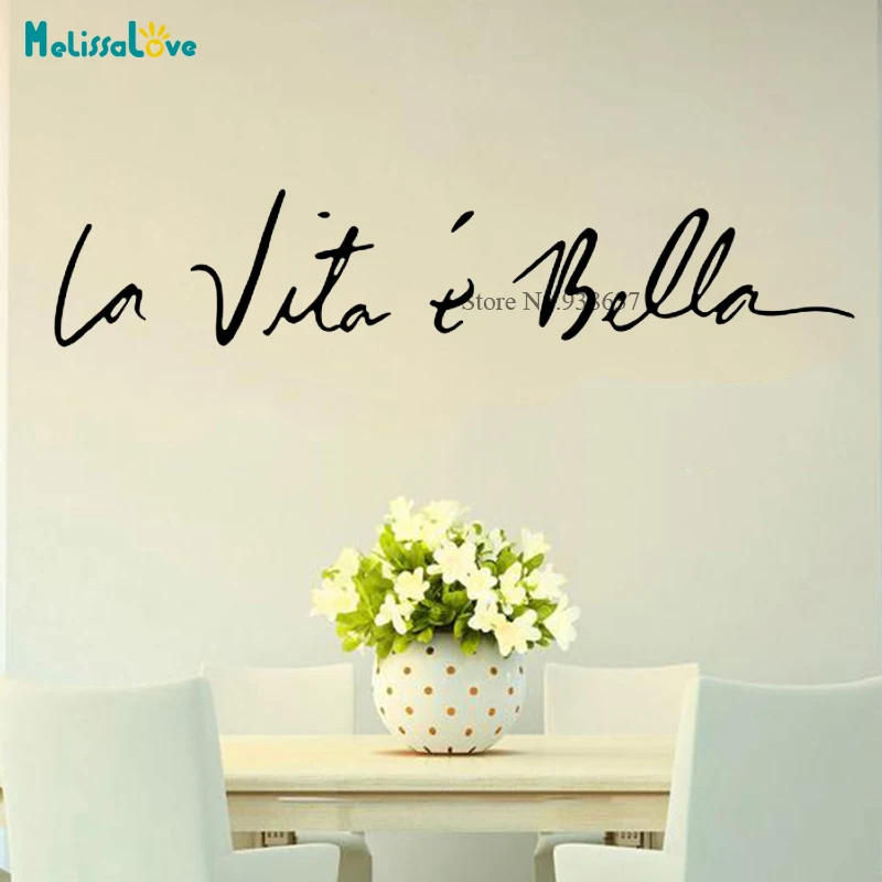 Красивая итальянская наклейка цитата la vita e bella life для дома окна передней двери знак приема CL297|Наклейки на