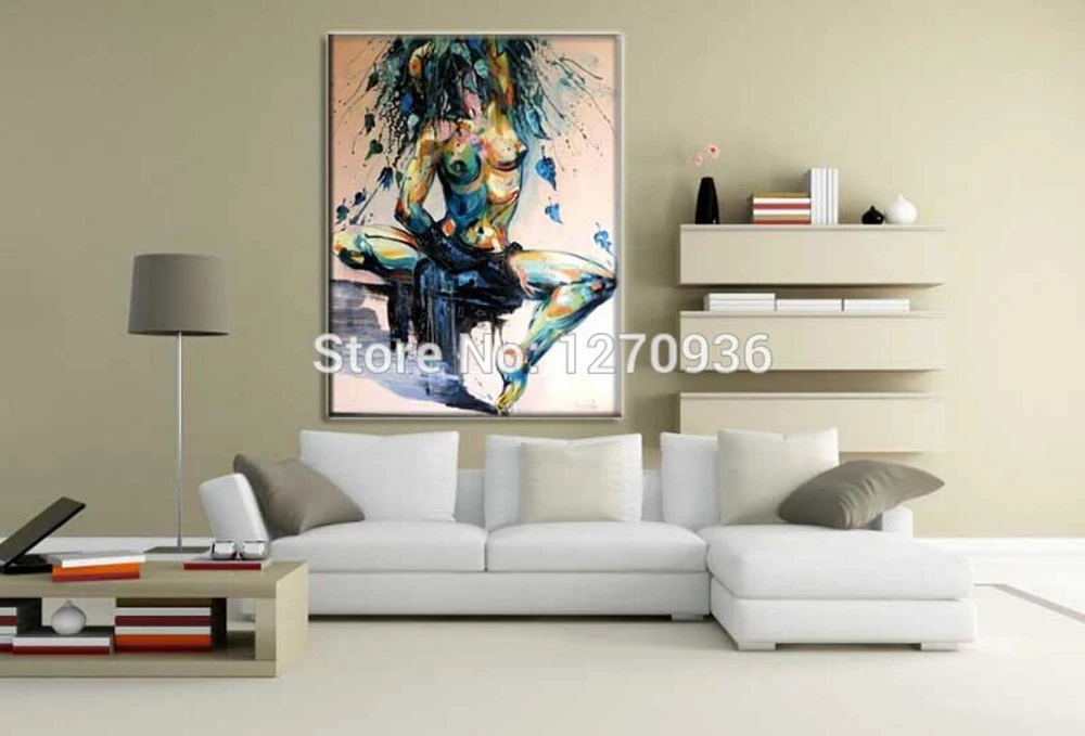 Привлекательная тонкая Красивая пухлая женщина красочный обнаженный портрет 100%