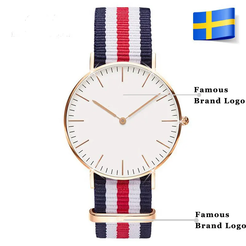 Brand Watches rose Quartz Watch Women Men Nylon Strap Military Sport Wrist watch WristwatchClock hombre 40mm | Наручные часы