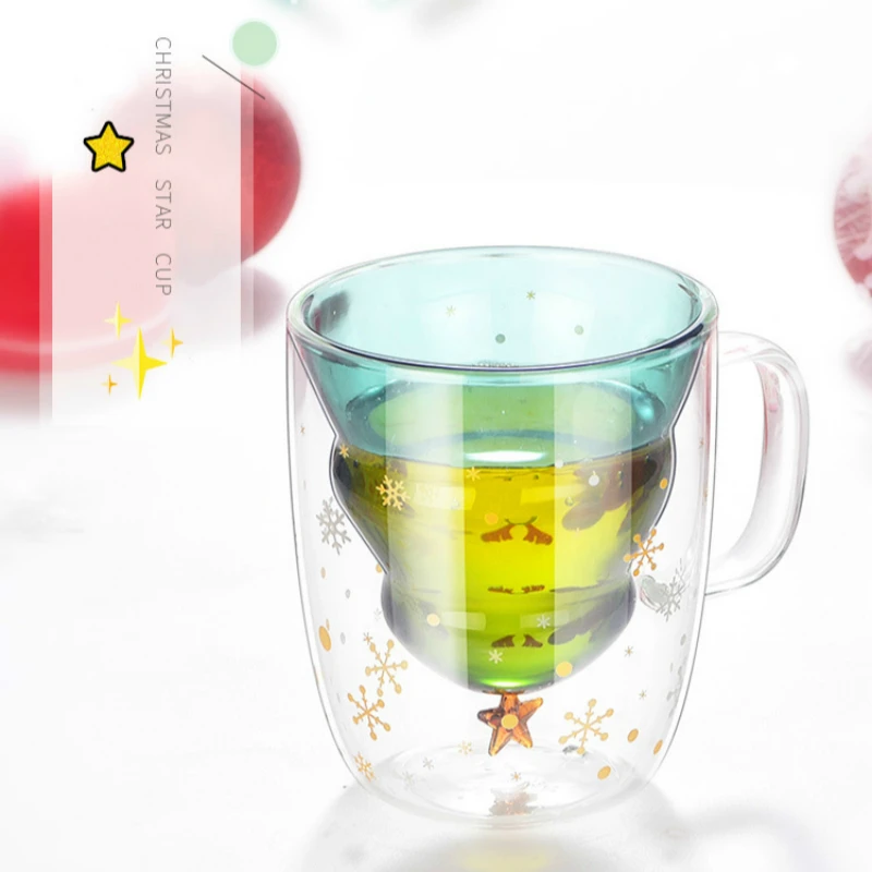 Новинка 3D рождественская елка снежинка двойная стеклянная кружка Nespresso для кофе