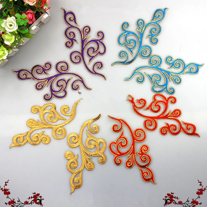 6 пар вышитых платьев с аппликацией Cheongsam узор опера Этническая ткань Cos DIY