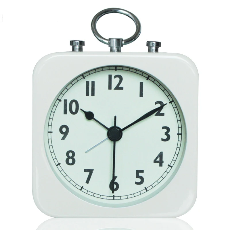 Retro 3.5 inch Metal Square Mute table Alarm Clock with Pull Ring for Home Office Bedroom | Дом и сад