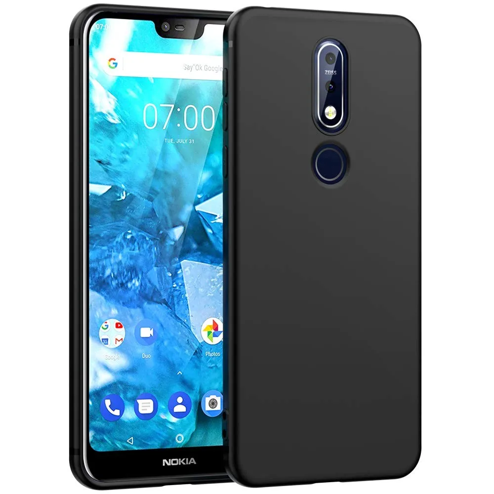 Силиконовый чехол подставка для Nokia 7 1 черный|Бамперы| |