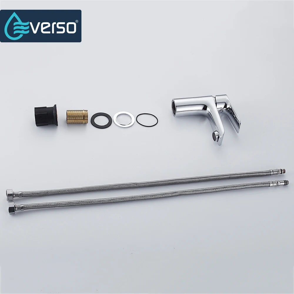 

Bathroom Faucet Deck Mounted Basin Mixer Faucet Chrome Sink Tap Vanity Hot Cold Water Faucet White Painting Tap Faucet