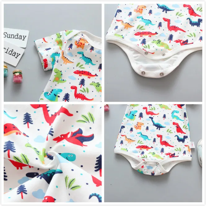 Dropshipping Infant Pajamas Fashion Baby Summer Romper Short Sleeve Cotton Rainbow Newborn Toddler Babe Clothes Suit | Детская одежда и