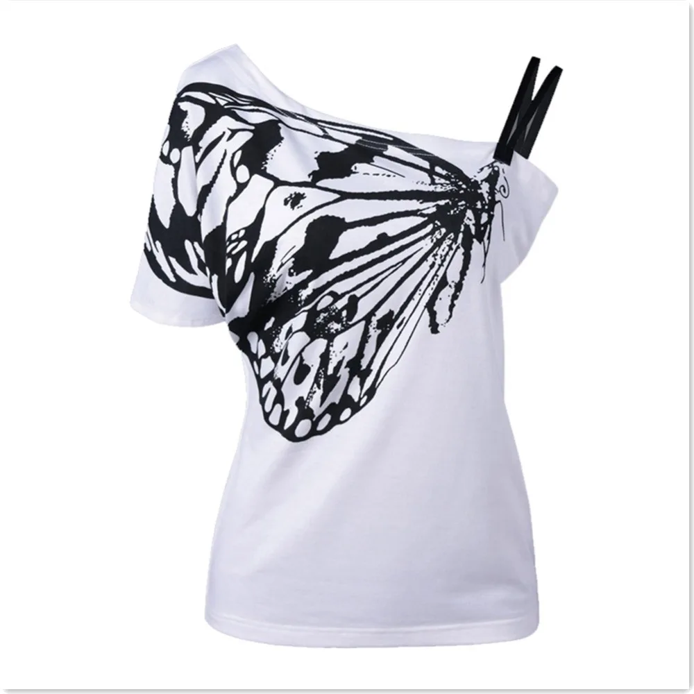 2017 модная женская футболка с принтом бабочки летний подвесной Слинг хлопок дикая