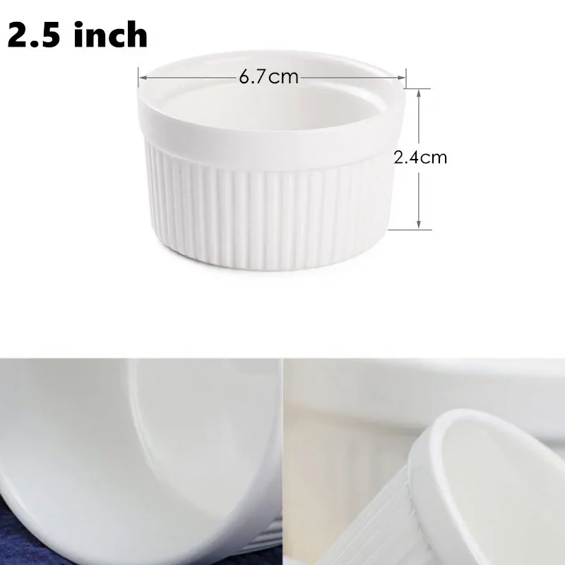 2.5 inch 6.7x2.4cm Porcelaine Ramekins, керамическая чашка для суфле, форма для пудинга, форма для выпечки маффинов, 6 шт. в упаковке - Цвет: 2.5 inch 6.7x2.4cm