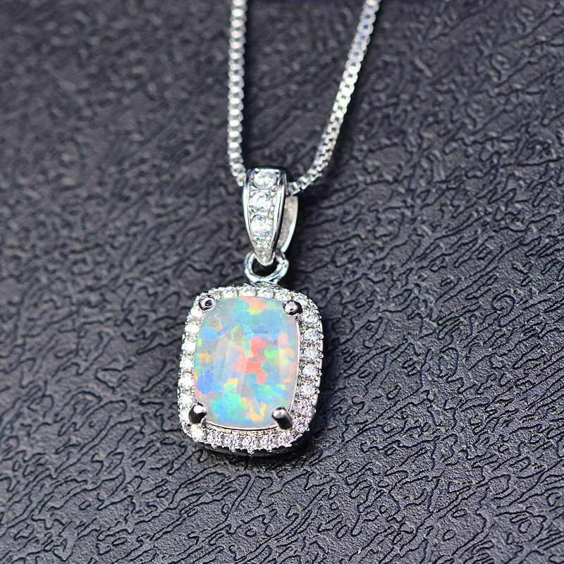 Модное Новое разноцветное квадратное ожерелье с опалом цирконием Женские