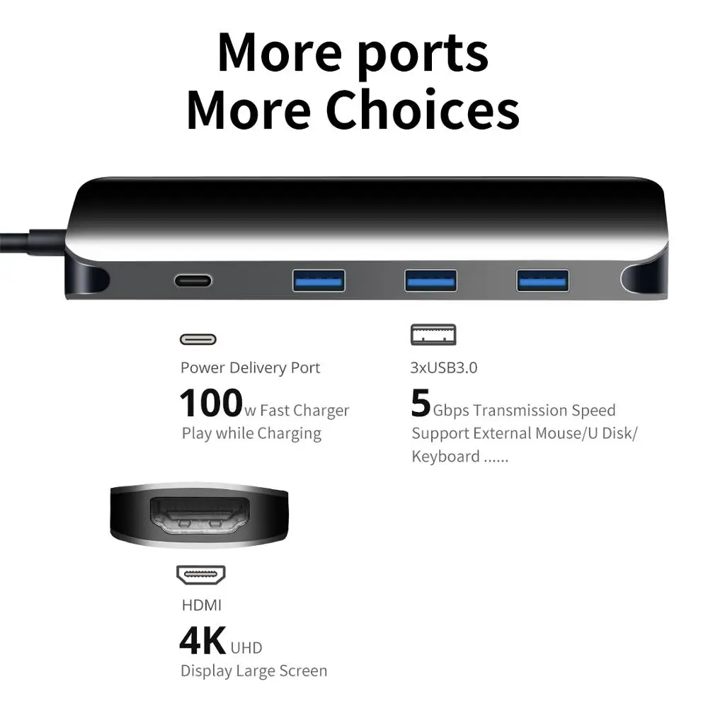 Snowkids usb хаб USB C концентратор HDMI Совместимость док станция Type для macbook Тип c PD