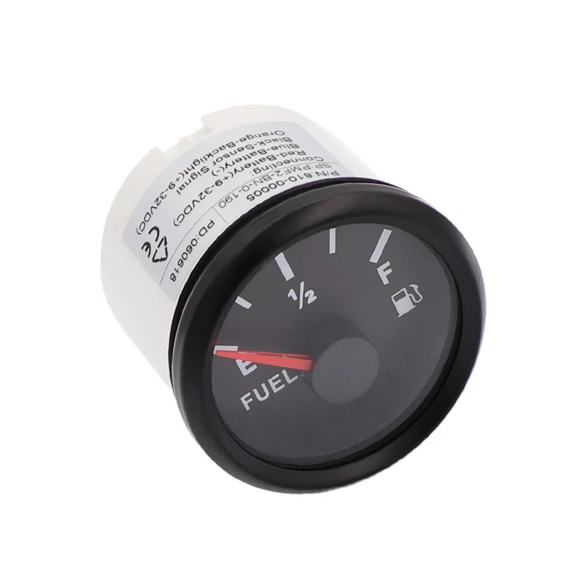 52mm Car Digital Fuel Level Gauge Meter 0~190 ohm E-1/2-F for Motorcycle Car Boat 12V 24V with Red Backlight IP67 Waterproof