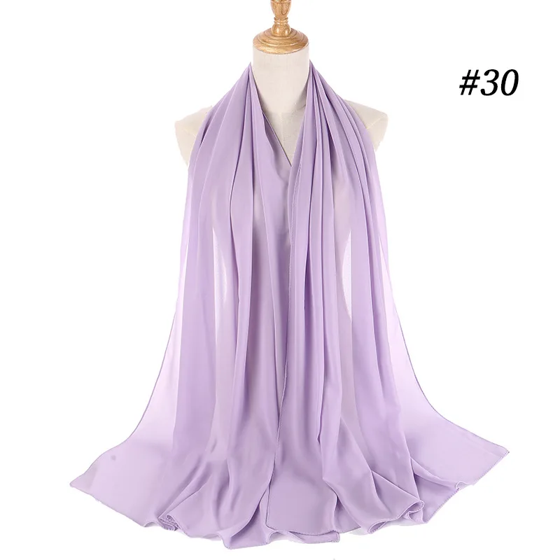 30 violet ZFQHJJ Высокое качество Женские Пузырьковые шифоновые мусульманские хиджабы Повязка На Голову Обертывания Длинные большие однотонные Турецкая индейка шарфы шаль - Цвет: 30 violet