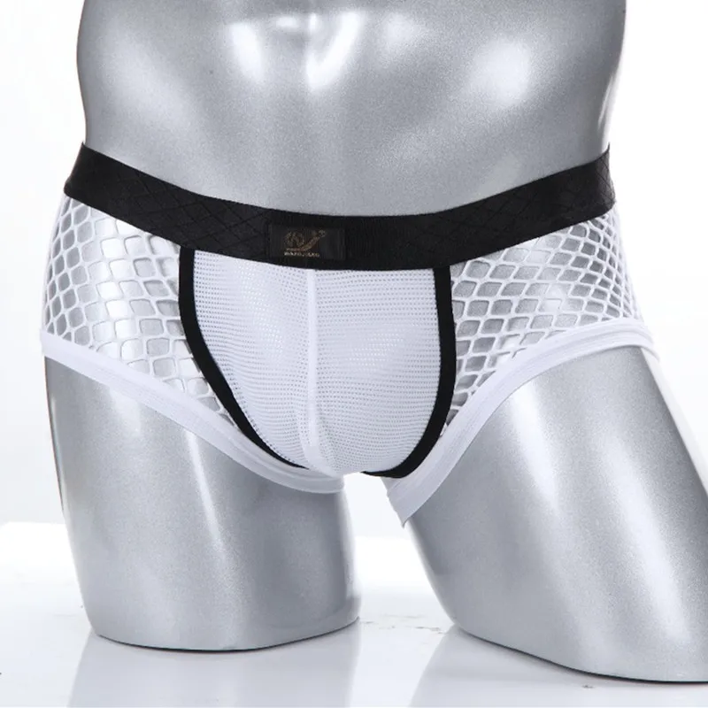 Мужские прозрачные трусы боксеры нейлоновые с сеткой для пениса нижнее белье