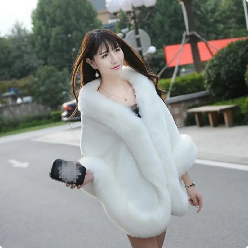 Зимний Топ бренд женские теплые накидки из искусственного меха черный красный