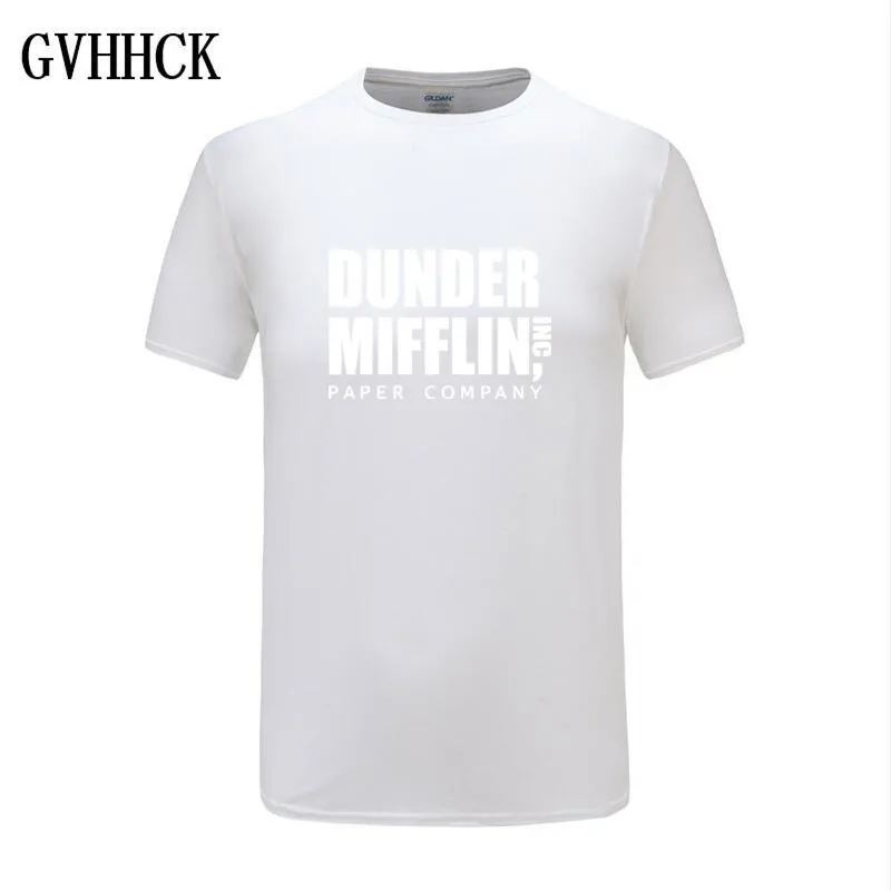 white GVHHCK Мужская футболка с коротким рукавом для офиса ТВ шоу даундер Миффлин бумажная футболка с круглым вырезом футболки для мужчин топы XS-2XL плюс размер - Цвет: white