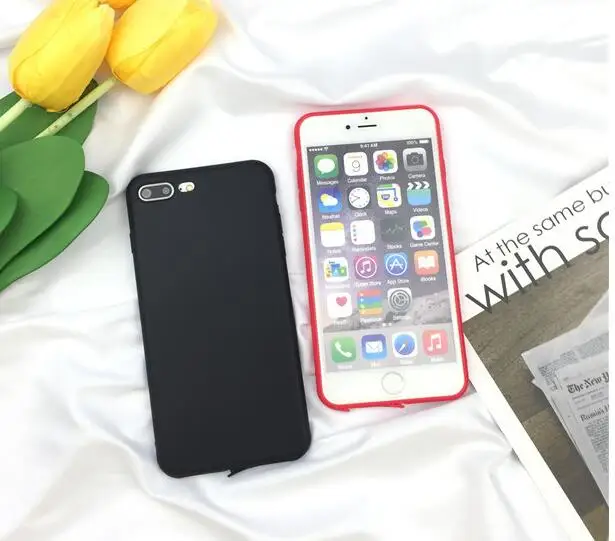 Gimfun Simple Soild Soft Phone Case for Iphone 6 6s 6plus 7 7plus 8 5 5s Lovers Red Silicone Tpu Back Cover Shell |
