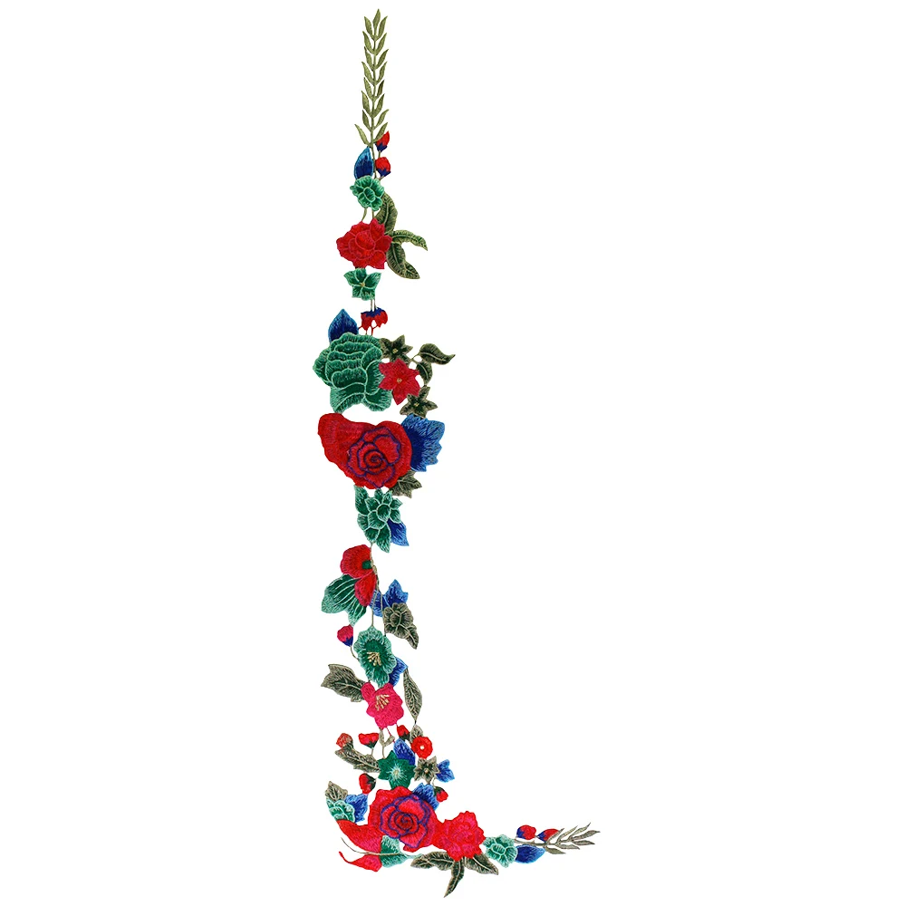 Длинные Цветочные вышитые аппликации Пришивные Аппликации кружевные