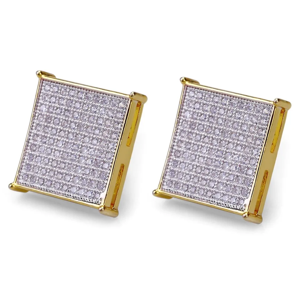 TOPGRILLZ хип хоп мужские шикарные ювелирные серьги золотого цвета Iced Out Micro Pave Cubic Zircon Lab D серьги-гвоздики с закручивающаяся задняя часть