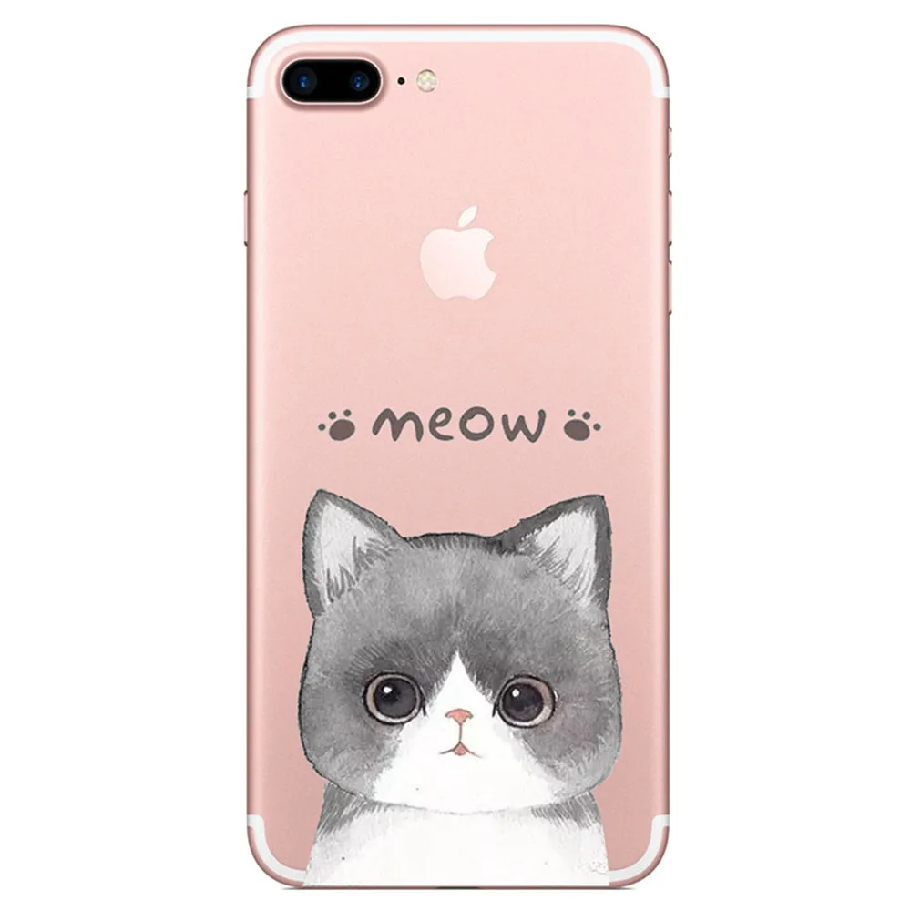 Модные с милым рисунком кота для iphone 6 6s Plus Капа Мягкие силиконовые ТПУ X 7 8 плюс