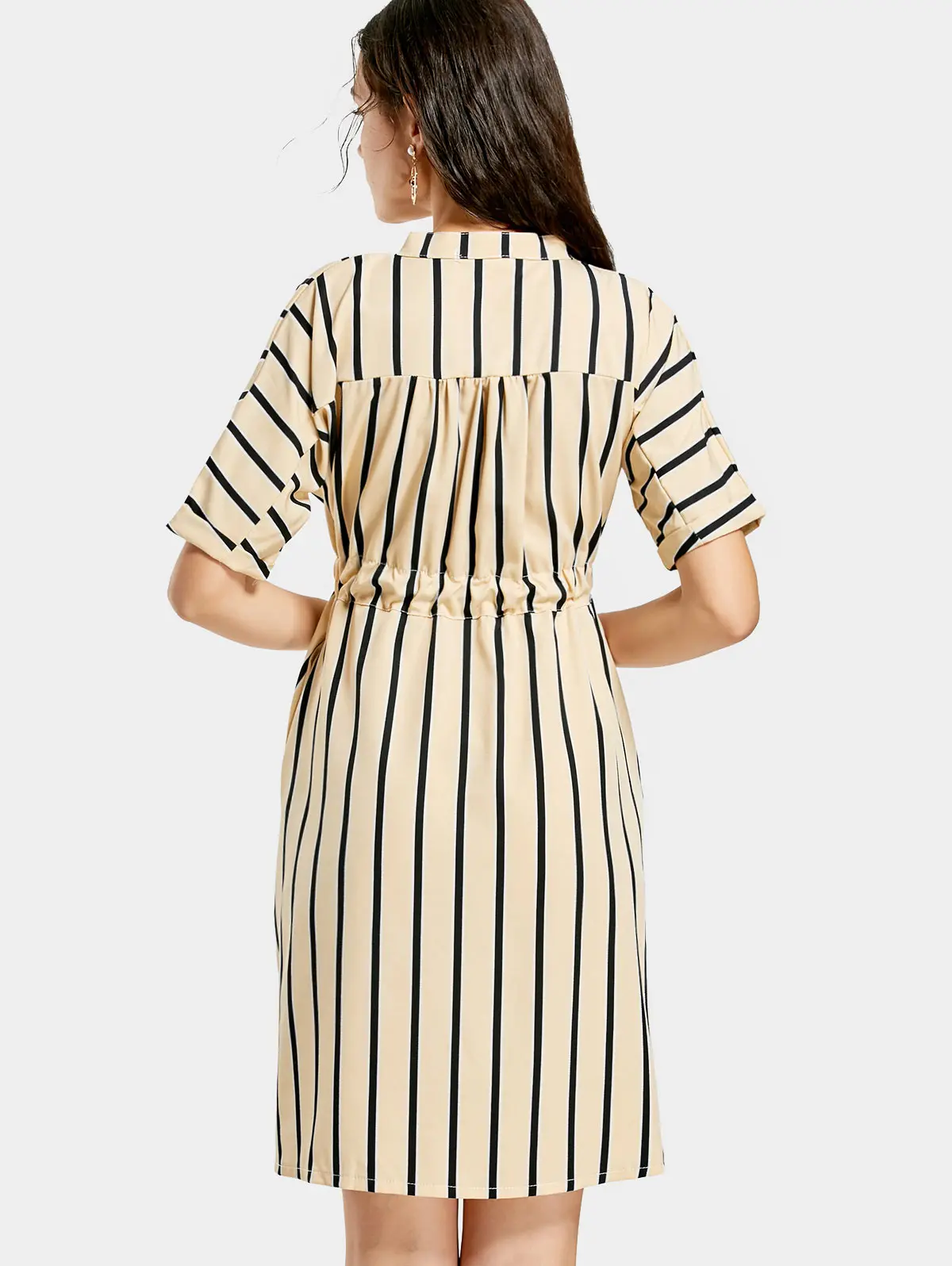 ZAFUL Half Sleeve Striped Drawstring Dress | Женская одежда