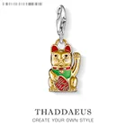 Шарм-подвеска из серебра с изображением из мультфильма Lucky Cat пробы, 925 пробы, для женщин, мужчин, детей