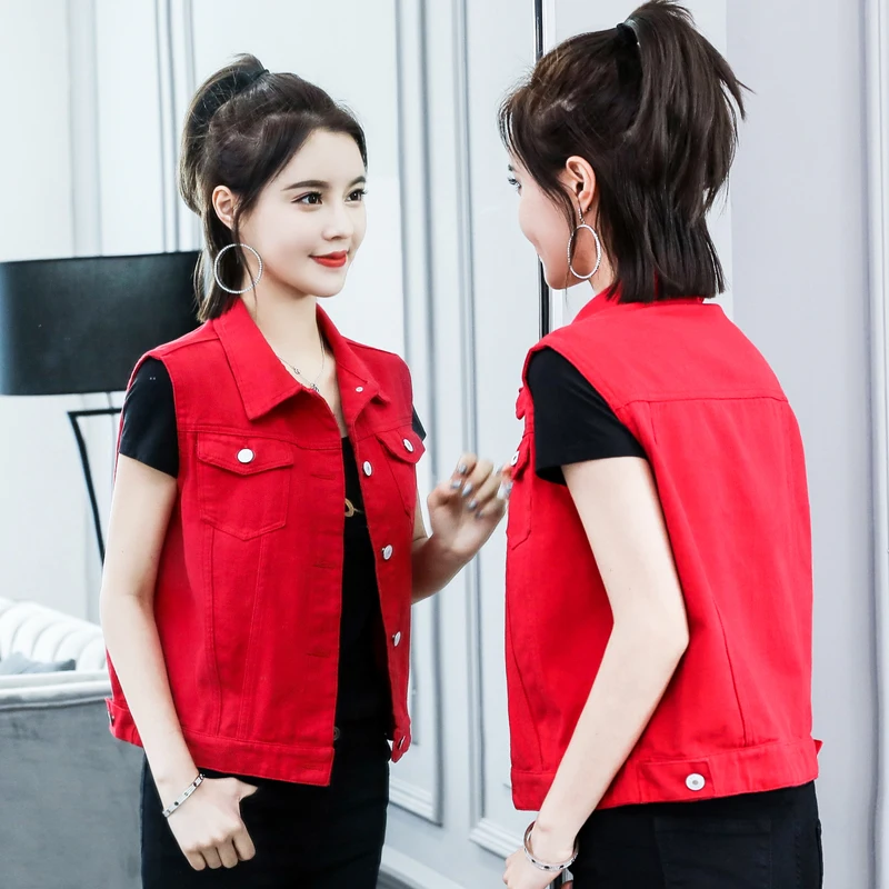 Джинсовая куртка без рукавов повседневные короткие куртки из денима пальто для