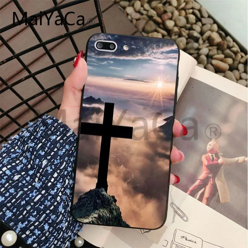 Роскошный мягкий черный чехол для телефона MaiYaCa Christian Jesus The Cross Apple iphone 5 5s 5c SE и 6 6s 7