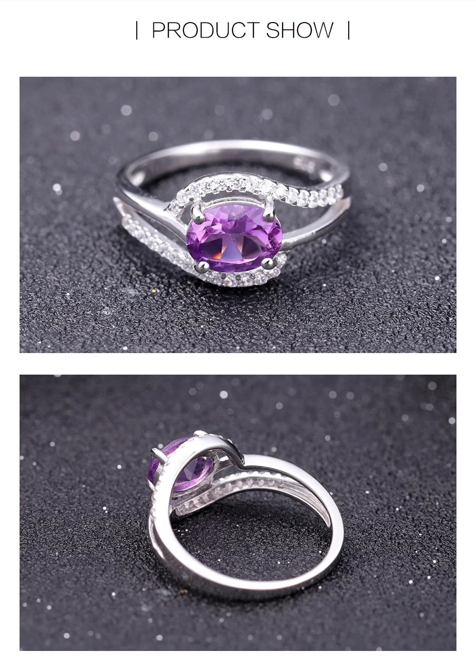 GEM'S балетные 925 пробы, серебряные Свадебные Ювелирные наборы 3.91Ct, натуральный аметист, серьги, набор колец, хорошее ювелирное изделие для женщин