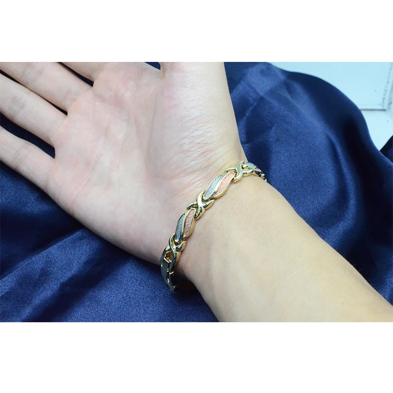 Escalus Green Epoxy Golden Color Bracelet For Women Magnetic Health Energy 11pcs Bangle Smart Bracelets Gift Wristband Charm | Украшения и