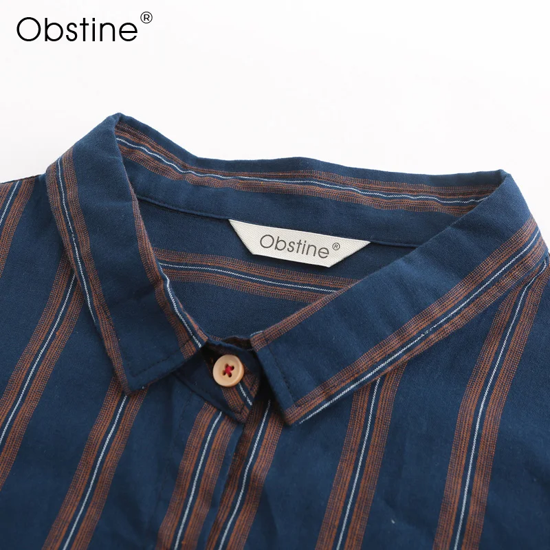 Obstine 2018 Women Striped Casual Chiffon Blouses Shirts Short Sleeve O-neck Femme Blouse Fashion Ladies Lady Tee Tops |