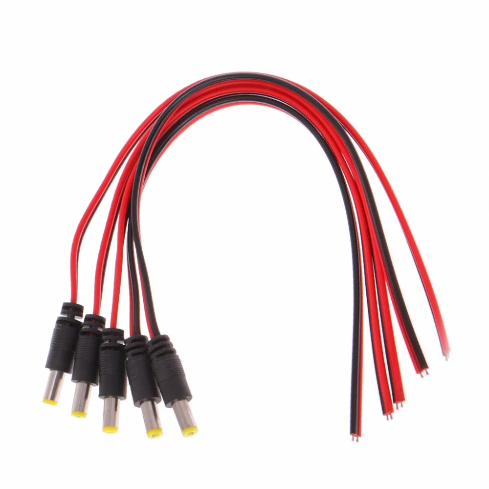 5 шт. 5x2 1 мм Штекерный разъем питания постоянного тока CCTV PSU Pigtail Cable Jack 12 В|male power