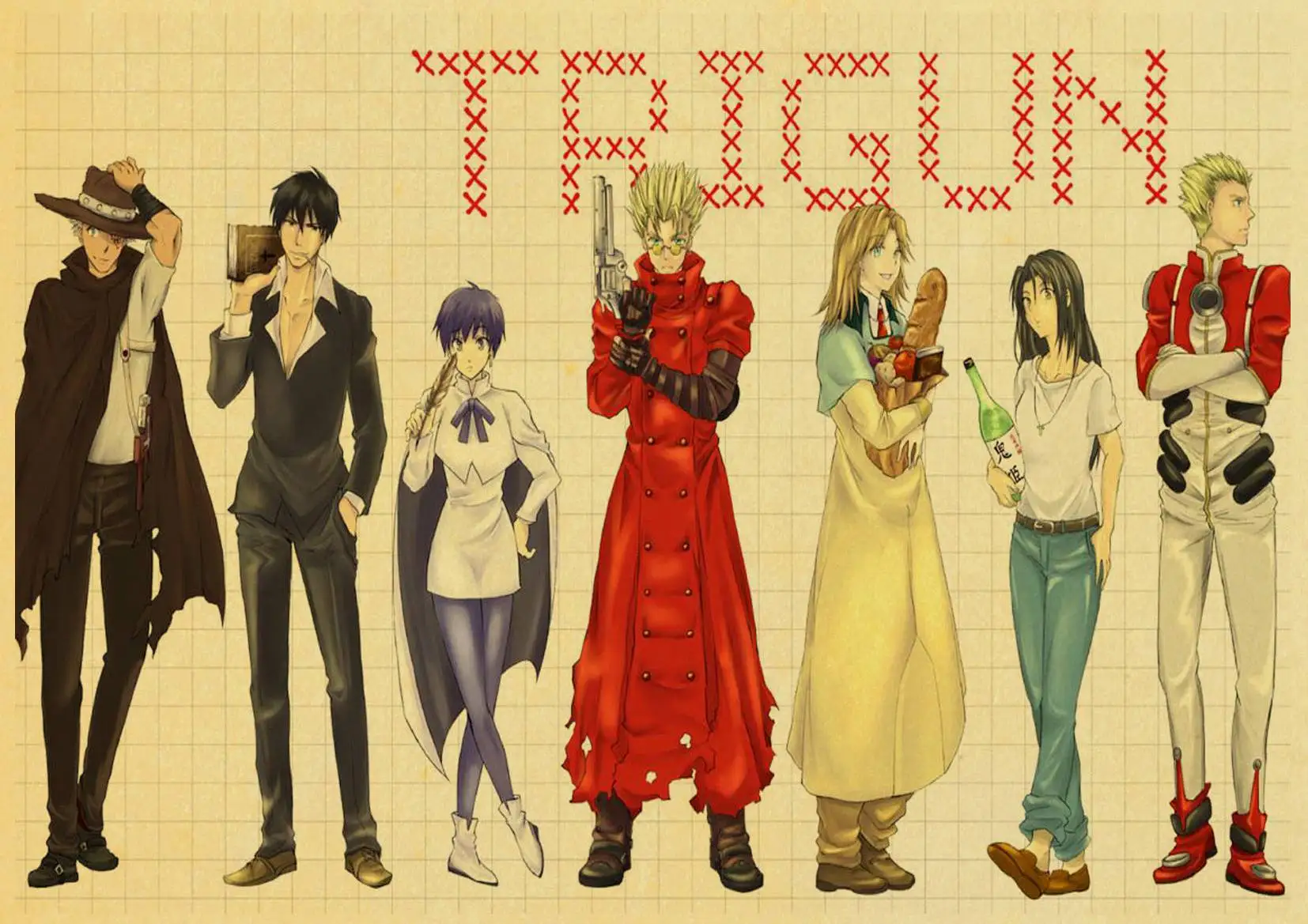 T015 Trigun аниме Ретро плакат стикер бар настенные наклейки декоративные настенные украшения дома - Цвет: T015