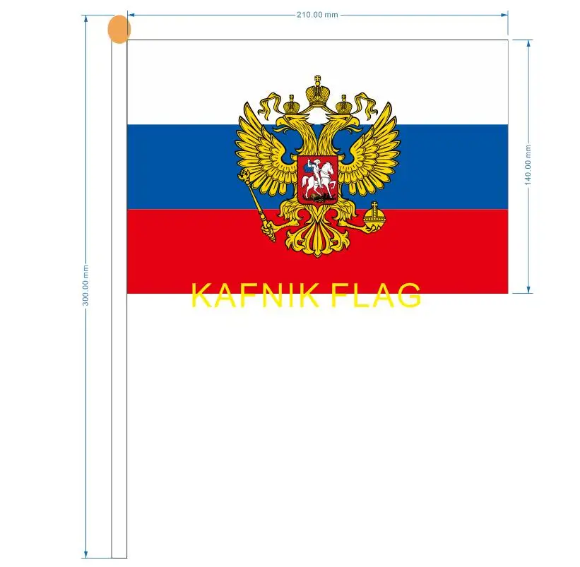 5 шт./лот маленький российский флаг развевающийся 14*21 см полиэстеровый