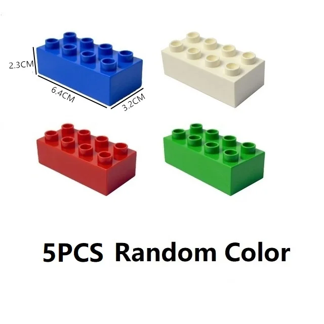 5PCS Random Color-J Строительные блоки большого размера, аксессуары, совместимые с Duploed DIY, детали блоков, рисунок, строительный лабиринт, гоночный трек, детские игрушки, подарки - Цвет: 5PCS Random Color-J