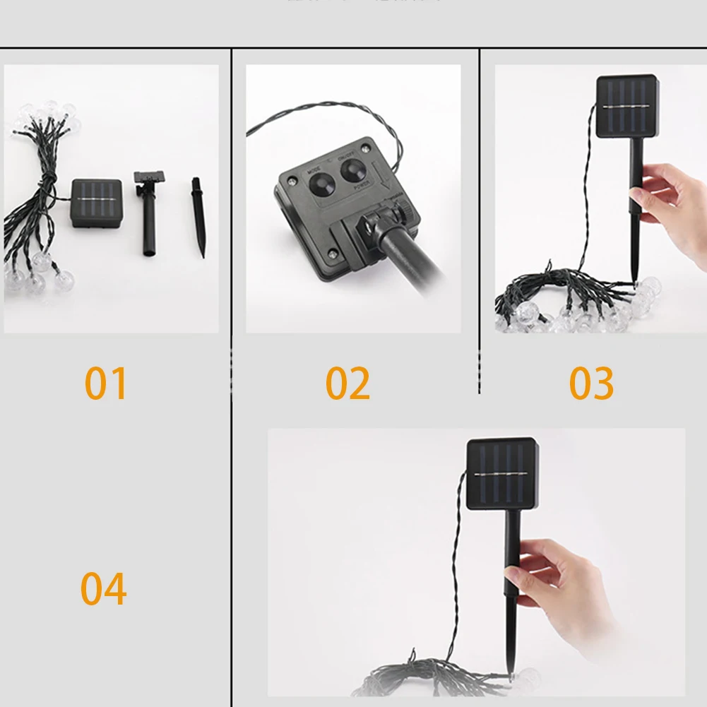 Light String Solar Powered Patio Landscape Indoor Lamp Holiday Fairy Crystal Ball Outdoor Waterproof Home Decoration 30 LED Bulb | Освещение