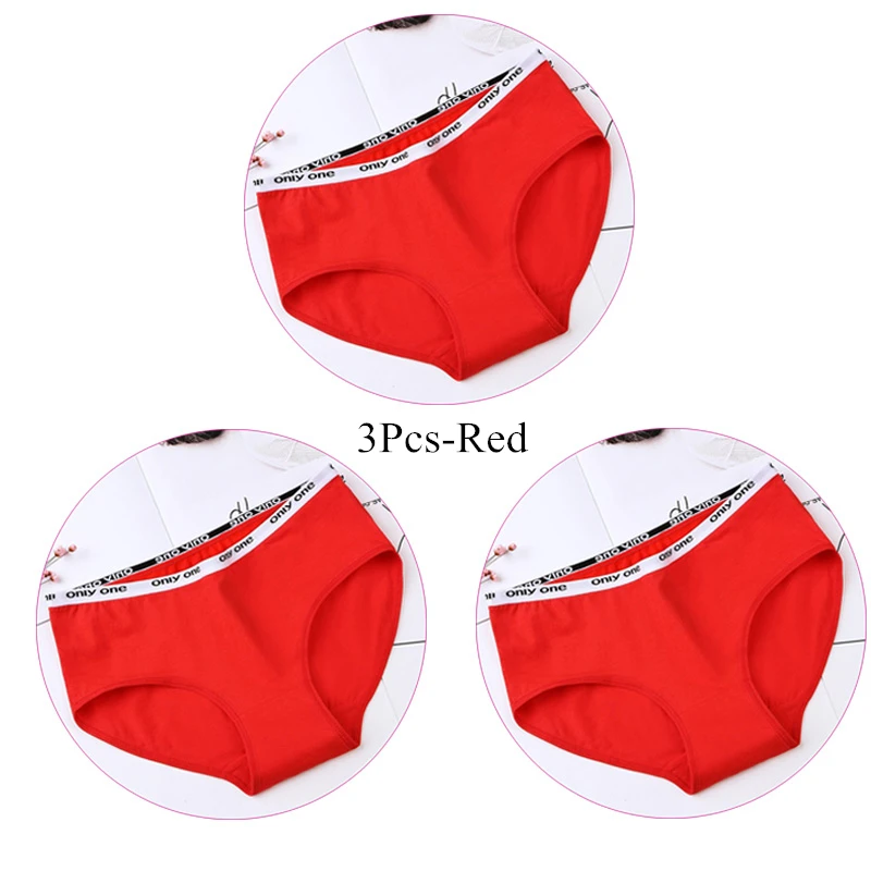 3Pcs-Red 3 шт./компл. трусики Для женщин женского нижнего белья; хлопковые трусы; мягкое гигиеничное популярное нижнее белье для девочек, нижнее белье - Цвет: 3Pcs-Red