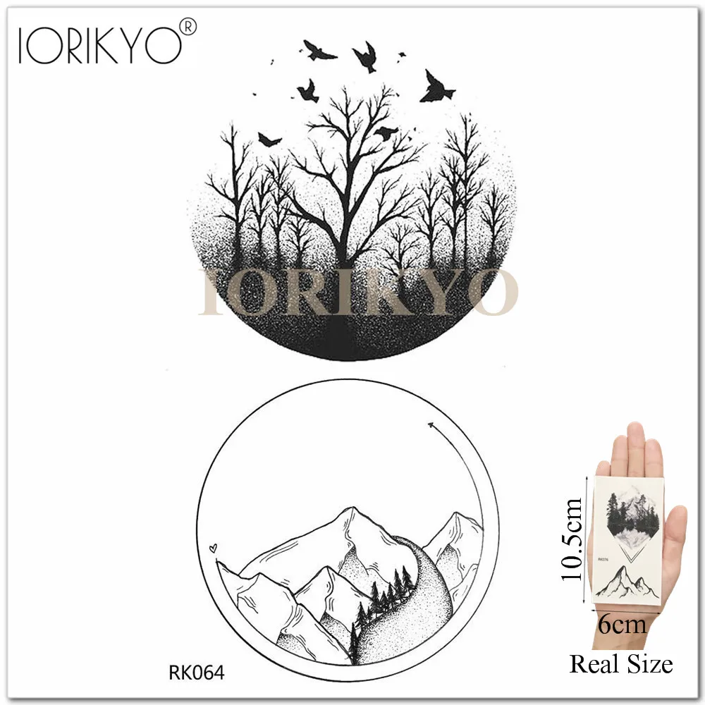 IORIKYO милые горный холм Временная тату наклейка для мужской боди арт фальшивые
