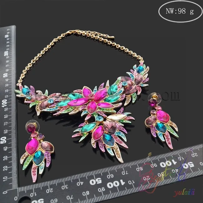 Светлый цвет кристалл комплект ювелирных изделий mix камни Итальянские золотые