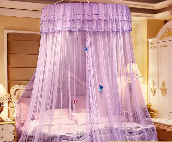 Purple 2 Новая роскошная однодверная подвесная купольная москитная сетка, большое пространство от насекомых, кровать, навес, сетка, круглая москитная сетка, занавеска для постельных принадлежностей - Цвет: Purple 2