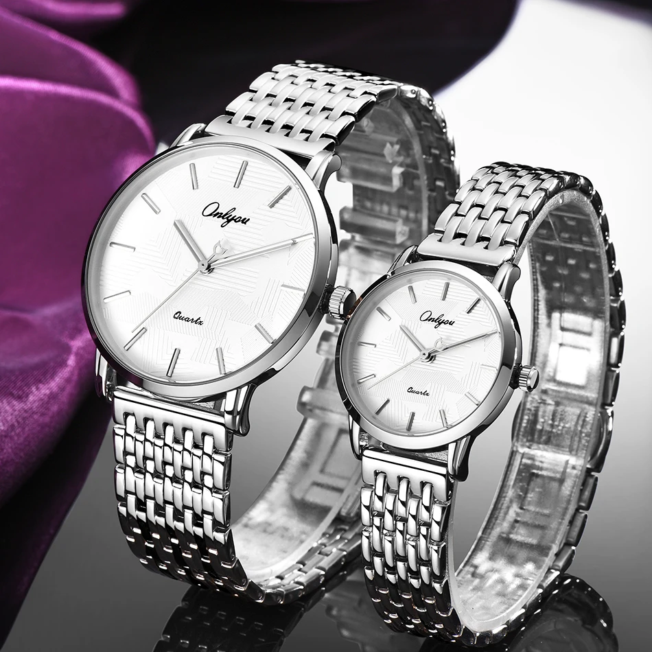 ONLYOU Watches Lover Gifts Couple Fashion Stainless Steel Quartz Wristwatch Men Casual Watch Women Elegant Clock Creative | Наручные часы