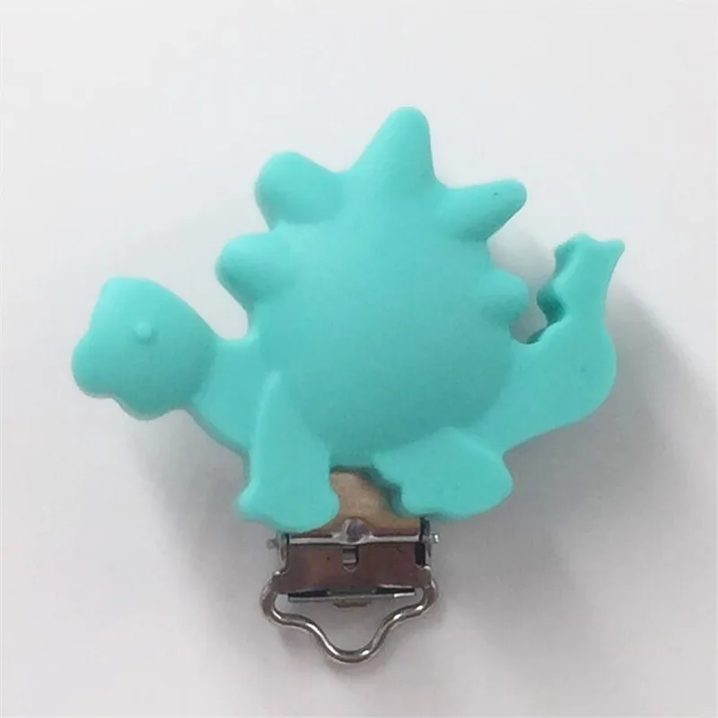 Turquoise Chenkai 10 шт силиконовый динозавр зажимы для прорезывателей для кольцо для соски цепочка для прорезывателя держатель клипы DIY пустышка для младенца игрушки, украшения - Цвет: Turquoise