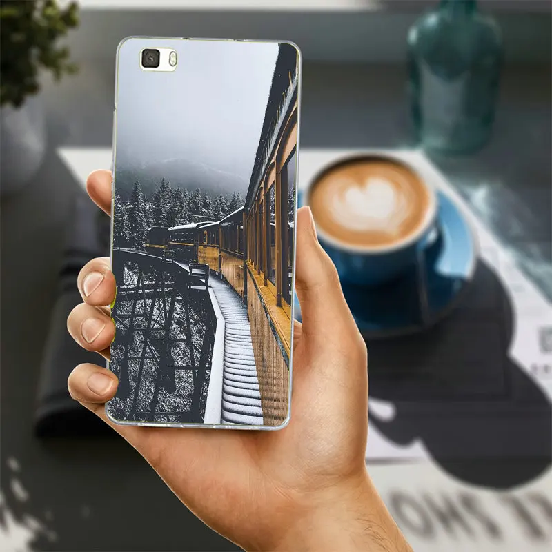 Модная детская железная дорога Мягкий ТПУ чехол для телефона Huawei P8 P9 P10 P20 Коврики