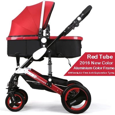 Red frame Wiselone Роскошная детская коляска 2 в 1 с высоким пейзажем, переносная складная детская коляска, дешевая детская коляска - Цвет: Red frame
