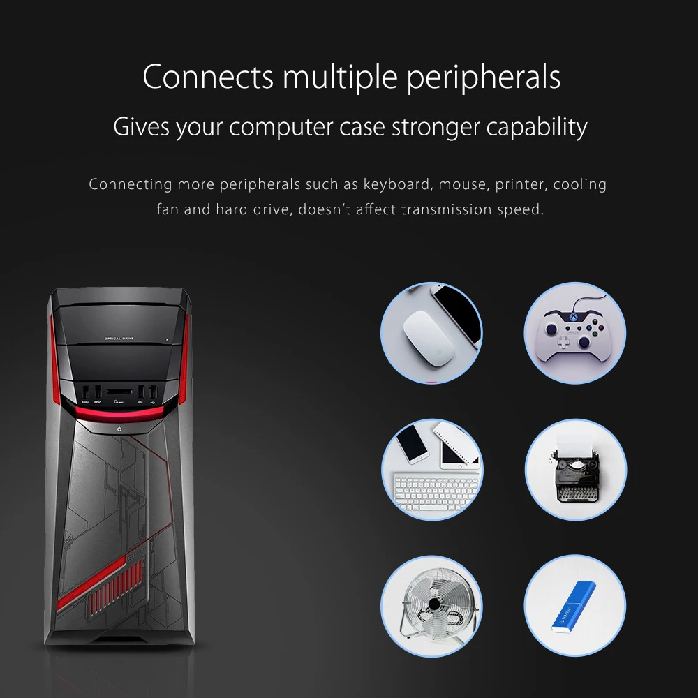 ORICO PVU3-7U-V1, 7 портов, USB3.0, PCI-E, плата расширения с двумя чипами, карта-адаптер, экспресс-карта, USB 3,0, для Windows Vista, ПК, ноутбука