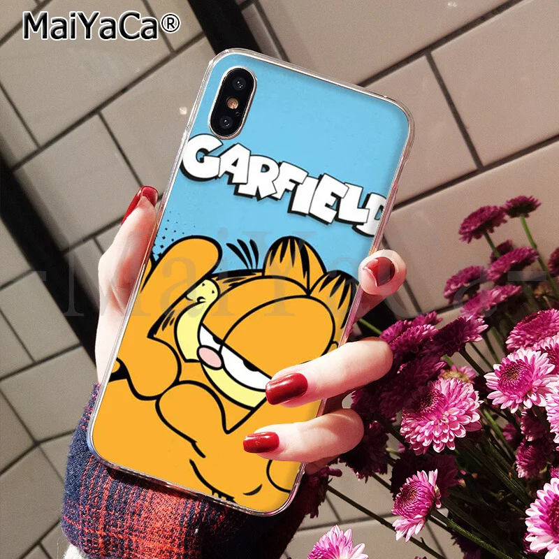 Мягкий силиконовый чехол для телефона из ТПУ MaiYaCa Garfield cat для Apple iPhone 8 7 6 6S Plus X XS MAX 5 5S SE XR