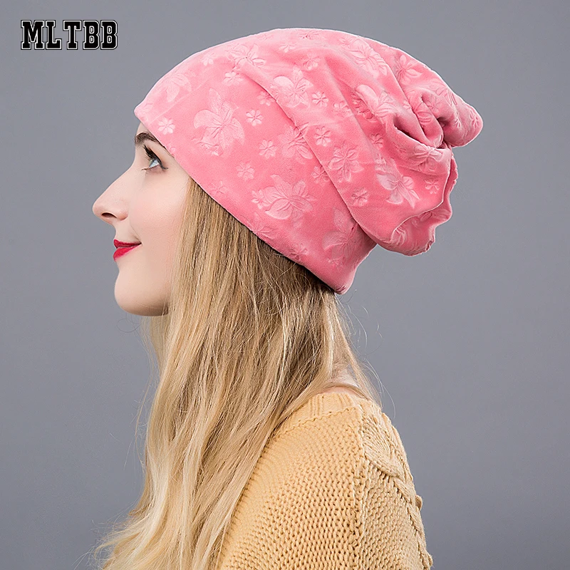 MLTBB, модная женская теплая шапка, бархатные шапочки, зимняя шапка для девочек, Skullies Beanies, женская шапка Skullies, повседневная Лыжная шапка, шарф с воротником
