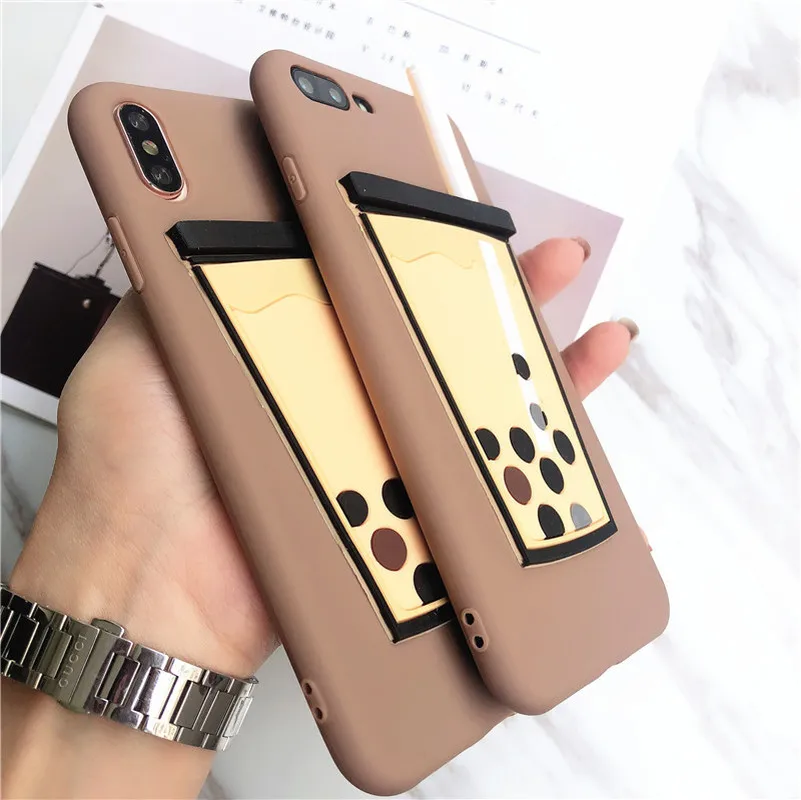Для Apple iPhone 7 Plus X XR XS Max чехол Забавный молочный шарик чайный напиток бутылка