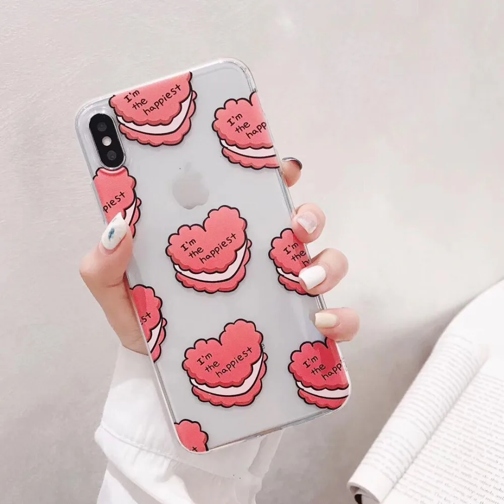 Модный прозрачный чехол из ТПУ с сердечком для iPhone XS Max XR Чехлы 6 6S 7 8 Plus X