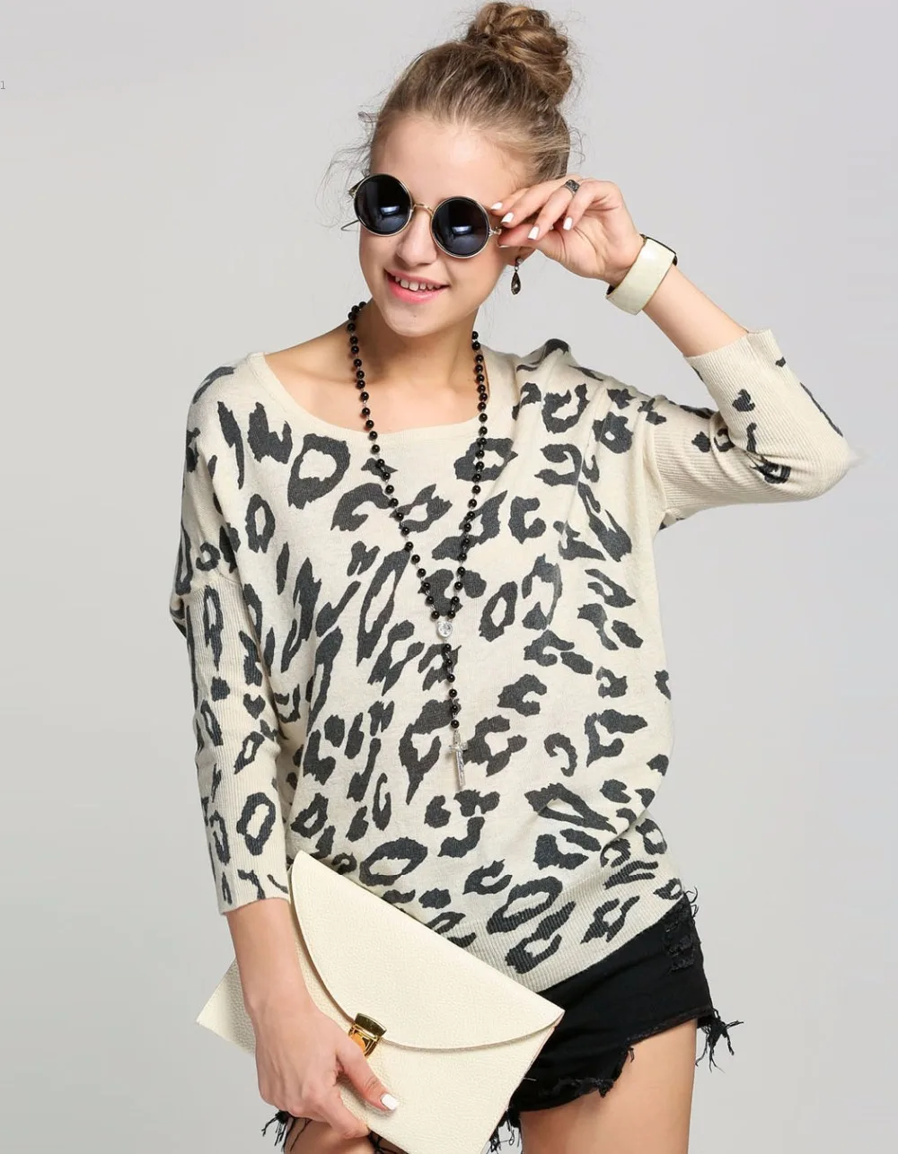 New Высокого Качества Женщины Свитера Мода Длинным Рукавом Печати О-Образным