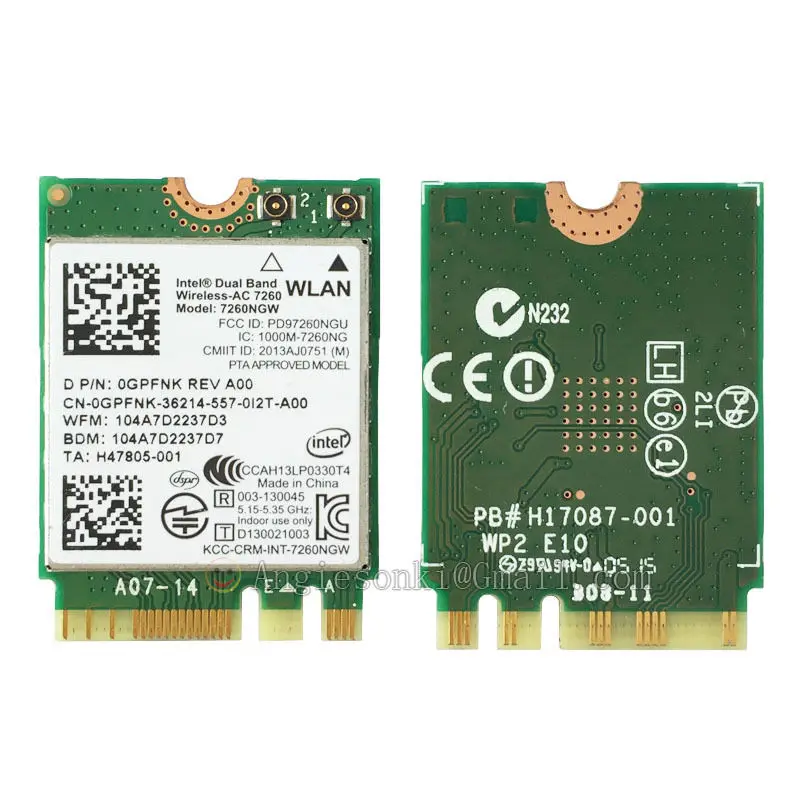 Беспроводная мини карта WLAN AC 7260 802.11AC NGFF/M.2 Wi Fi + Bluetooth BT 4 0 867 Мбит/с для dell Sony Intel 7260NGW